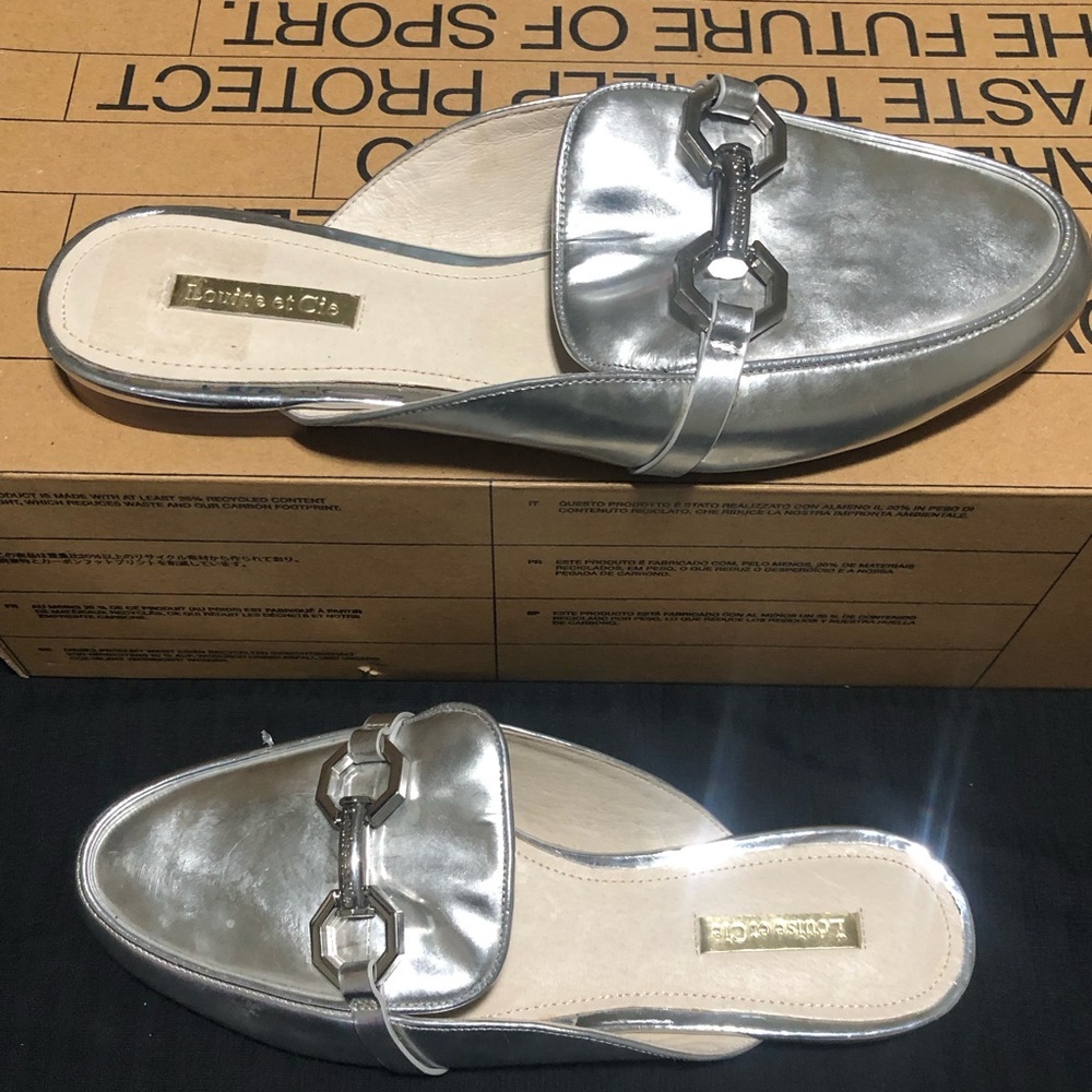Louise et Cie Women’s Silver Metallic Slip-On Loafer Mules, Size 7.5, Leather - Picture 4 of 5